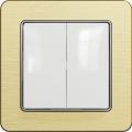 Sedna two-circuit switch (white insert, brushed gold frame)